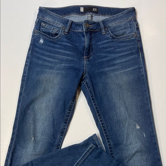 KUT from the Kloth Stevie Straight Leg Women’s Jeans Medium Wash Distressed Sz 4 - Picture 1 of 11